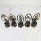 Christmas Artificial Crafts Jingle Bell and Reindeer Candlestick Christmas Home Ornament Decoration