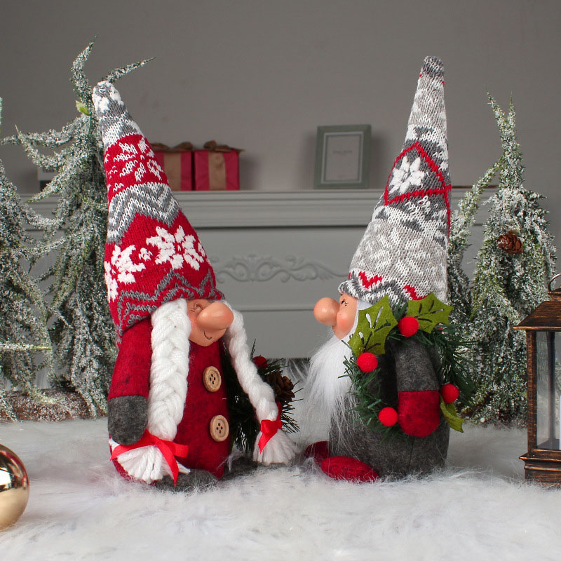 Christmas Gnome Dolls Handmade Kintted Snowflake Hat Christmas Ornament
