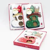 Christmas Big Santa Claus and Deer Wooden Socks Christmas Home Ornament Decoration
