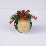 Merry Christmas 6 Pieces 6cm Plaid Christmas Tree Ornaments Hanging Balls Decoration