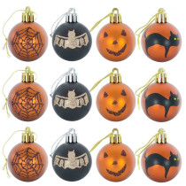 Happy 12 Pieces 6cm Halloween Spider and Pumpkin Printed Matte Hanging Ornaments Balls Halloween Decoration