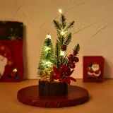 LED Light Up Pine and Deer Artificial Handwork Flowers Christmas Decoration Ornament