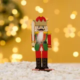Christmas 3 Pieces Wooden Walnut Soldier Christmas Home Ornament Decoration