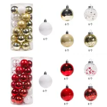 Merry Christmas 30 Pieces 6cm Glitter and Matte Christmas Tree Ornaments Hanging Balls Decoration