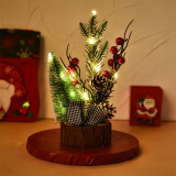LED Light Up Pine and Deer Artificial Handwork Flowers Christmas Decoration Ornament