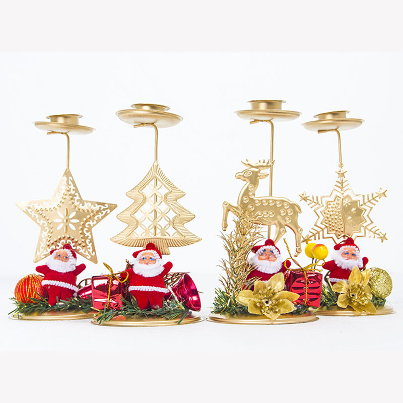 Christmas Santa Claus Reindeer Candlestick Christmas Home Ornament Decoration