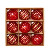 Merry Christmas 9 Pieces Flower Painted Christmas Tree Ornaments Hanging Balls Decoration