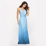 Women Sling Sleeveless V-Neck Gradient Swing Dress Backless Maxi Dress