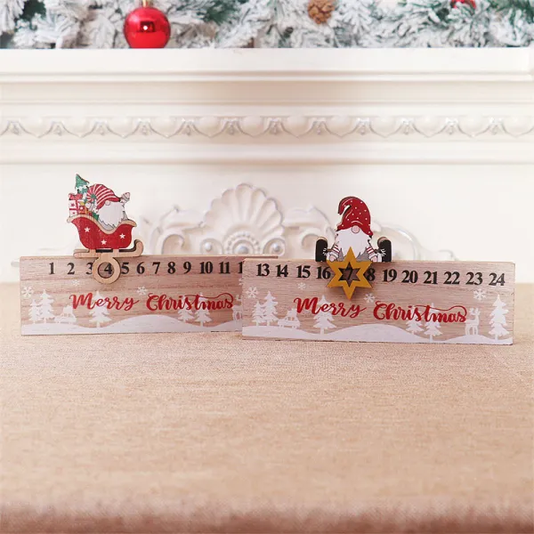 Merry Christmas Santa Claus Wooden Calendar Christmas Home Ornament Decoration