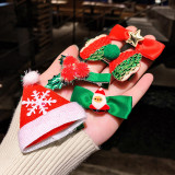 Merry Christmas 5 Pieces Hairpin Christmas Tree and Bowknot Headband Christmas Gift Decoration