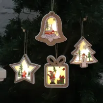 Christmas LED Light Up Christmas Tree and Bell Ornament Decoration