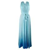 Women Sling Sleeveless V-Neck Gradient Swing Dress Backless Maxi Dress
