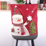 Christmas Santa Claus and Snowman Home Red Woven Chair Covers Christmas Decor