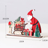 Christmas Wooden Crafts Plate Painted Santa Claus and Gift Box Christmas Ornament