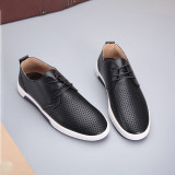 Men Round Toe Casual Shoes Breathable Leather Flat Formal Shoes
