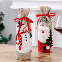 Christmas Santa Claus and Snowman Wine Bottle Bag Cover Christmas Home Decor