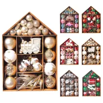 Merry Christmas 70 Pieces House Shaped Candy and Santa Claus Christmas Tree Ornaments Hanging Balls Decoration