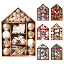 Merry Christmas 70 Pieces House Shaped Candy and Santa Claus Christmas Tree Ornaments Hanging Balls Decoration