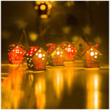 Christmas LED Light Up Santa Claus Wood House Christmas Ornament Decoration
