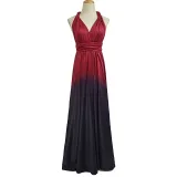 Women Sling Sleeveless V-Neck Gradient Swing Dress Backless Maxi Dress