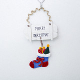 Merry Christmas 4 Pieces Painted Hanging Santa Claus and Socks Door Christmas Ornament Decoration