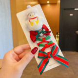 Merry Christmas 5 PCS Xmas Bowknot Hairpin and Santa Headband Xmas Decoration