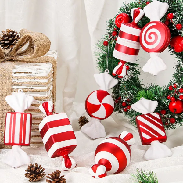 Merry Christmas 16CM PVC Painted Candy Christmas Tree Ornament Decoration
