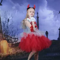 4 PCS Joker Clown Funny Costume Halloween Cospaly Carnival Party Toddler GirlsTutu Dress With Headband