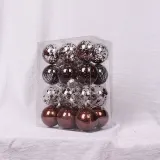 Merry Christmas 24 Pieces 6cm Transparent and Matte Christmas Tree Ornaments Hanging Balls Decoration