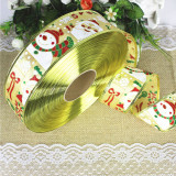 Merry Christmas 10m Metallic Santa Painted Ribbon Xmas Gift Strap and Christmas Tree Decor