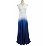 Women Sling Sleeveless V-Neck Gradient Swing Dress Backless Maxi Dress