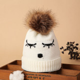 Baby Smile Printed Woolen Knitted Hat Outdoor Winter Warm Hat