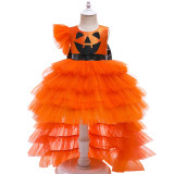 Pumpkin Cake Dress Trailing Dress Costume Halloween Cospaly Carnival Party Tutu Dress With Headband