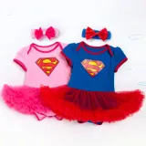 Superman Star Blue Red Pink Tutu Dress With Headdress Two Piece Set