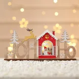 Merry Christmas Handmade LED Light Up Wooden Plate House Christmas Home Ornament Decoration