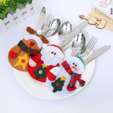 Christmas Dining Table Santa Claus and Elk Tableware Bag Cover Christmas Home Decor
