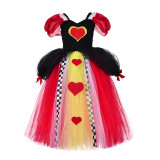 Alice Wonderland Queen Of Hearts Costume Halloween Cospaly Carnival Party Tutu Dress With Headband