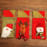 Christmas Santa and Snowman Plush Toys Wine Cover Bag Christmas Home Decor