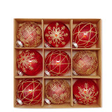 Merry Christmas 9 Pieces Flower Painted Christmas Tree Ornaments Hanging Balls Decoration
