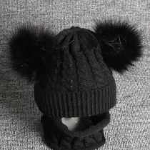Kids Woolen Knitted Hat and Scarf Set Outdoor Winter Warm Hat