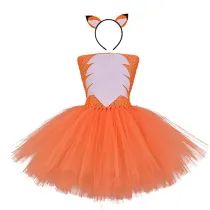 2 PCS Zootopia Fox Costume Halloween Cospaly Carnival Party Toddler Girls Tutu Dress Sleeveless With Headband