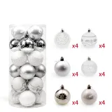 Merry Christmas 24 Pieces 6cm Painted Snowflake Christmas Tree Ornaments Hanging Balls Decoration