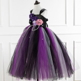 2 PCS Mermaid Tutu Dress Flowers Pearls With Headdress Costume Halloween Cospaly Carnival Party