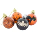 Happy 12 Pieces 6cm Halloween Spider and Pumpkin Printed Matte Hanging Ornaments Balls Halloween Decoration