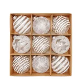 Merry Christmas 9 Pieces Flower Painted Christmas Tree Ornaments Hanging Balls Decoration
