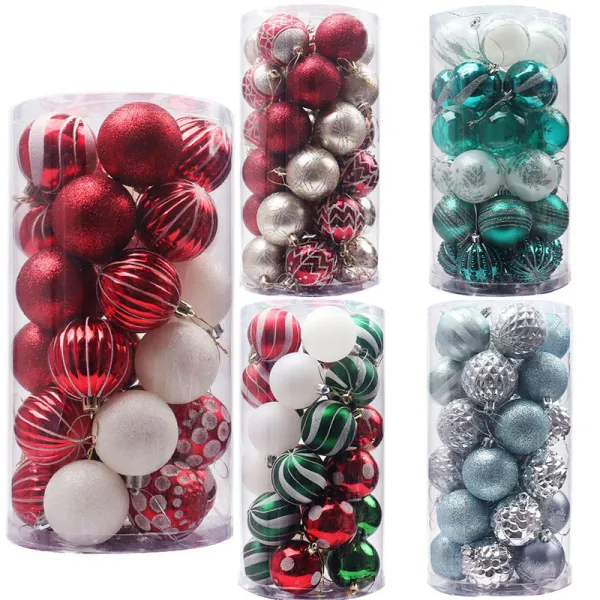 Merry Christmas 30 Pieces 6cm Red and Green Painted Christmas Tree Ornaments Hanging Balls Decoration