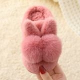 Toddler Kids Cartoon Bunny Cotton Fleece Winter Slipper Warm Home Non-slip Furry Shoes