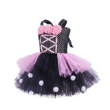 2 PCS Cool Witch Black Rose Costume Halloween Cospaly Carnival Party Toddler Girls Tutu Dress Set