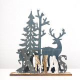 Christmas Tree and Reindeer Handmade Wooden Crafts Plate Christmas Home Ornament Decoration