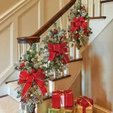 Christmas Door Wreath Decoration with Ribbon Bowknot and Xmas Balls Christmas Home Decoration